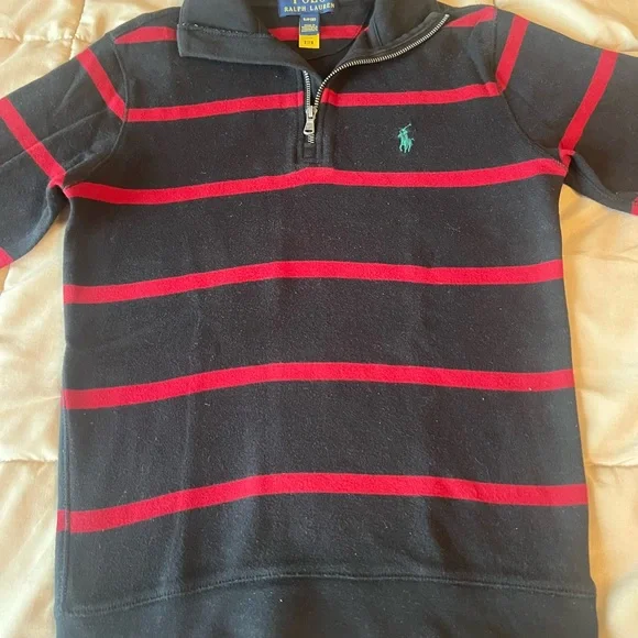 Polo by Ralph Lauren Black and Red Striped Kids Shirt - Picture 2 of 4